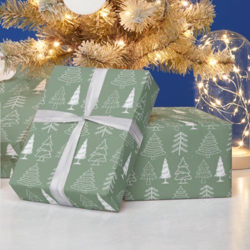 Christmas trees Pine Nature Forest Xmas watercolor Wrapping Paper