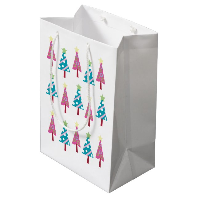 Christmas Trees Pink Blue Gift Bags (Back Angled)
