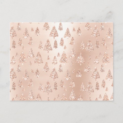 Christmas Trees Pink Rose Gold Blush Powder Glam Holiday Postcard
