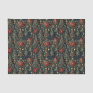 Christmas trees, poinsettias, snowflakes, stars tissue paper