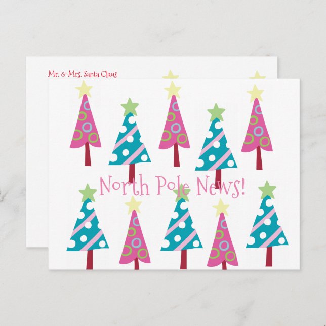 Christmas Trees Postcards North Pole  (Front/Back)
