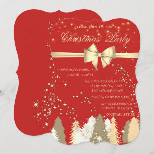 Christmas Trees,Red Company Christmas Party Invitation