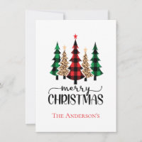 Christmas Trees Red Green Black Buffalo Plaid  Hol Holiday Card