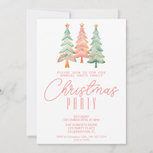 Christmas Trees Red Party Invitation