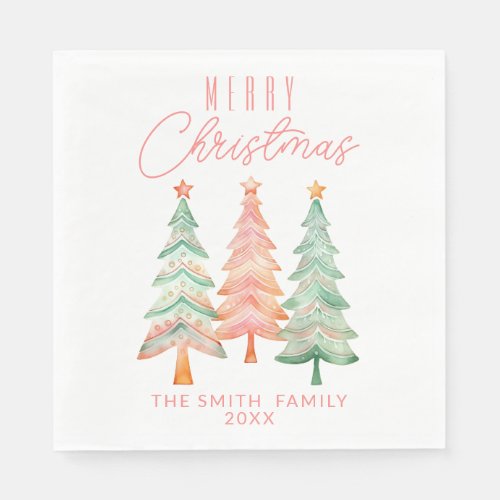 Christmas Trees Red Party Napkins
