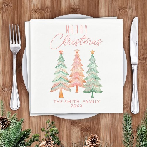 Christmas Trees Red Party Napkins