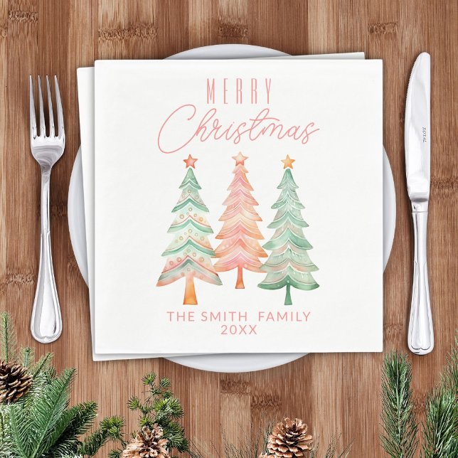Christmas Trees Red Party Napkins (Creator Uploaded)