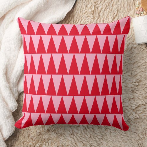 Christmas Trees Red Pink Minimal Retro Pattern Throw Pillow