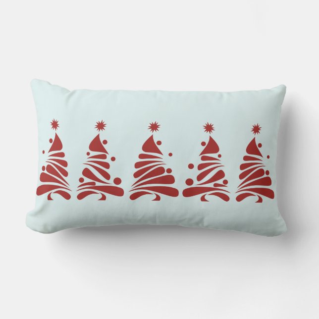 CHRISTMAS TREES Red Retro Throw Pillow (Front)