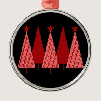 Christmas Trees - Red Ribbon AIDS & HIV Metal Ornament