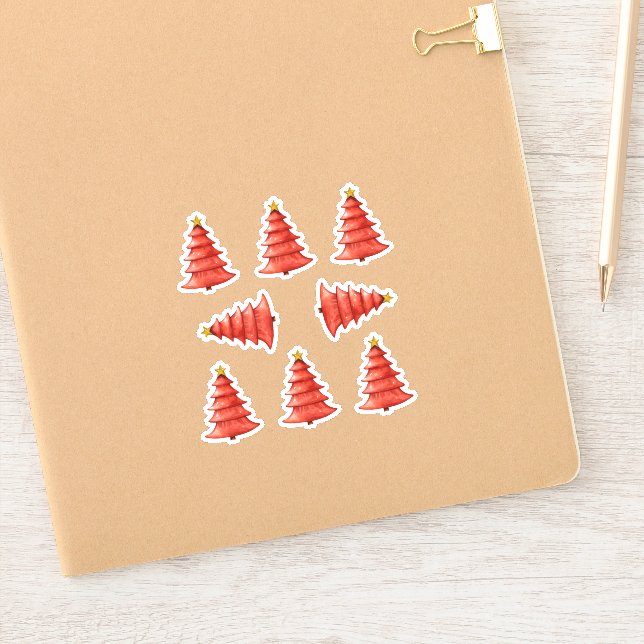 Christmas Trees Red Sticker (Notebook)