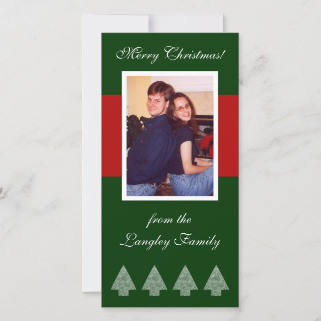 Christmas Trees Red Stripe Photo Card (Front)