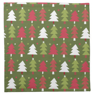 Christmas Trees Red White and Green Cloth Napkin