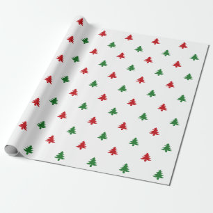 Christmas Trees red white and green pattern cute Wrapping Paper