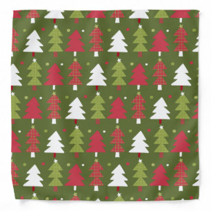 Christmas Trees Red White Green Dog Bandana