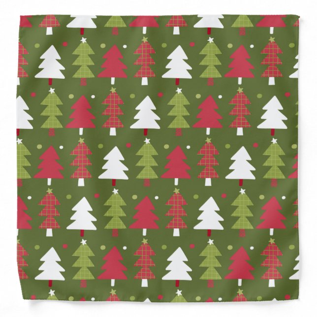 Christmas Trees Red White Green Dog Bandana (Front)