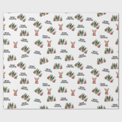 Christmas Trees &amp; Reindeer Wrapping Paper