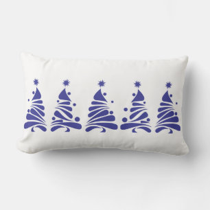 CHRISTMAS TREES Royal Blue Retro Throw Pillow