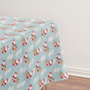 Christmas Trees, Santa and Rudolph Tablecloth