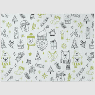 Christmas Trees Santa Bears Green Christmas Tissue Paper