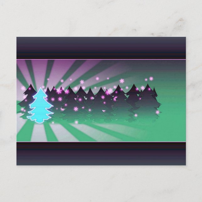 Christmas Trees Shades of Green Holiday Postcard (Front)