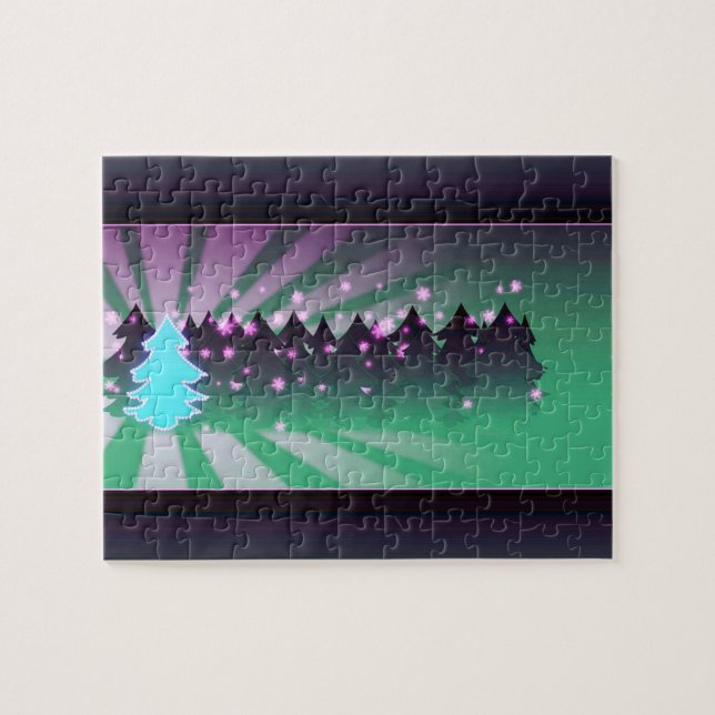 Christmas Trees Shades of Green Jigsaw Puzzle (Horizontal)