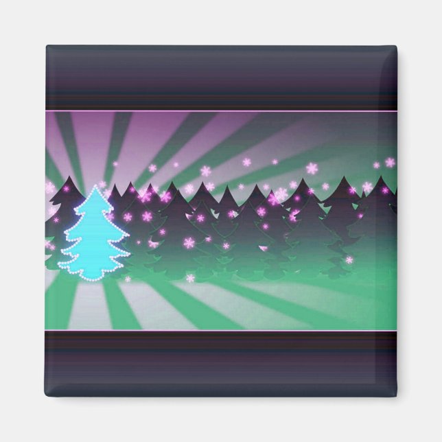 Christmas Trees Shades of Green Magnet (Front)