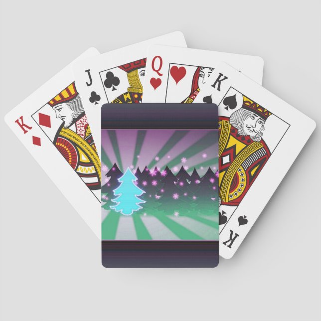 Christmas Trees Shades of Green Poker Cards (Back)