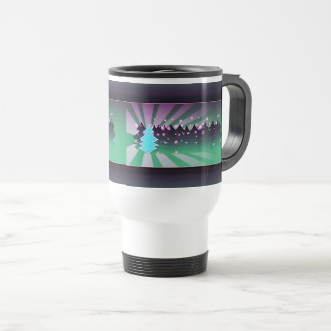 Christmas Trees Shades of Green Travel Mug (Front Right)