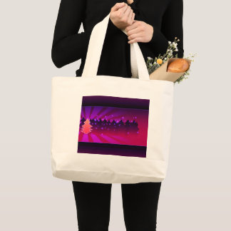 Christmas Trees Shades of Purple Large Tote Bag