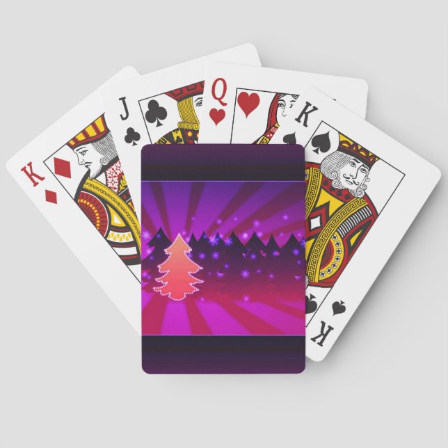 Christmas Trees Shades of Purple Poker Cards (Back)