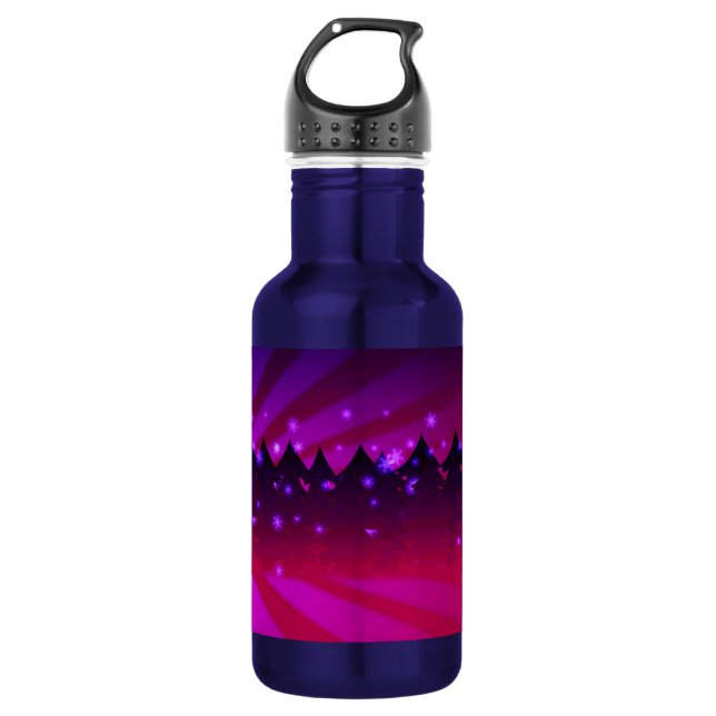 Christmas Trees Shades of Purple Water Bottle (Front)