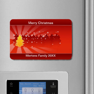 Christmas Trees Shades Yellow Red Holiday Flexible Magnet
