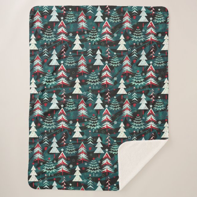 Christmas trees.  sherpa blanket (Front)