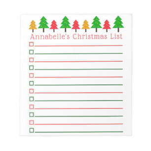 Christmas Trees Shopping List Personalize Notepad