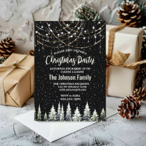 Christmas trees silver glitter dripping lights  invitation