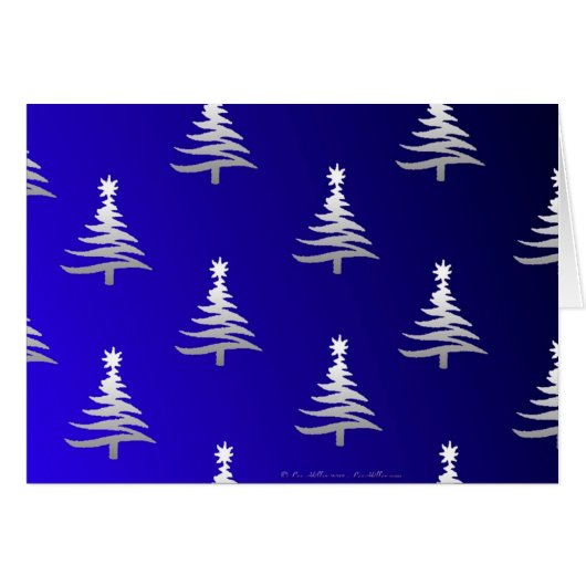 Christmas Trees Silver on Cobalt Blue (Front Horizontal)