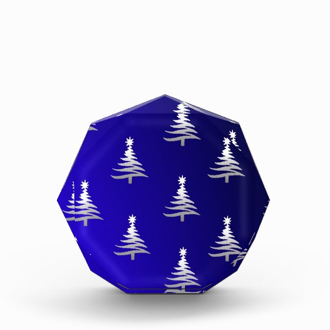 Christmas Trees Silver on Cobalt Blue Award (Front)