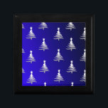 Christmas Trees Silver on Cobalt Blue Jewelry Box<br><div class="desc">Thank You for visiting The Holiday Christmas Shop! You are viewing The Lee Hiller Designs Holiday Collection of Home and Office Decor,  Apparel,  Gifts,  Collectibles and more. The Designs include Lee Hiller Photography in Hand Drawn Mixed Media and  Digital Art Collection.</div>