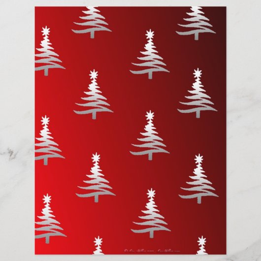 Christmas Trees Silver on Red (Front)