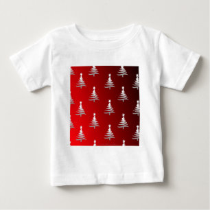 Christmas Trees Silver on Red Baby T-Shirt