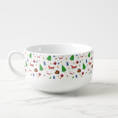 Christmas Trees Sleds and Presents Pattern Soup Mug