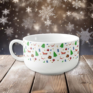 Christmas Trees, Sleds and Presents Pattern Soup Mug