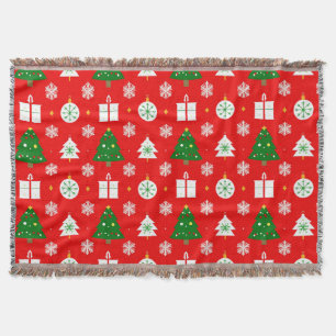 ❄️ Christmas Trees & Snowflakes 🎄 Festive Winter Throw Blanket