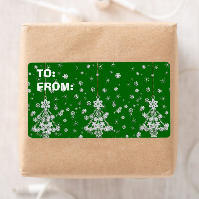 Christmas Trees & Snowflakes Label (Insitu)