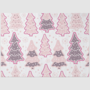 Christmas Trees & Snowflakes Pink Christmas Tissue Paper