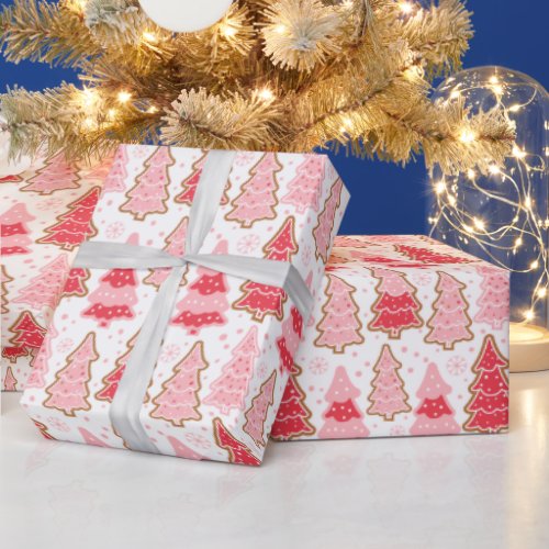 Christmas Trees Snowflakes Polka Dots Christmas Wrapping Paper