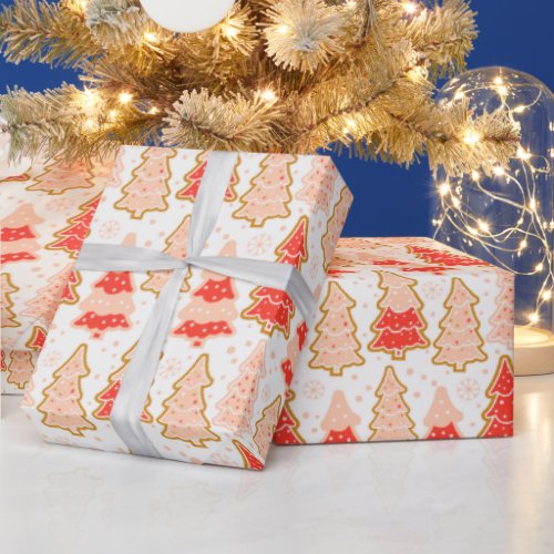 Christmas Trees Snowflakes Polka Dots Christmas Wrapping Paper