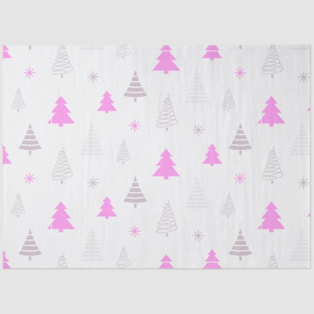 Christmas Trees Snowflakes White Christmas Tissue Paper (Front)
