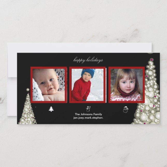 Christmas trees, snowman and santa photo cards (Front)